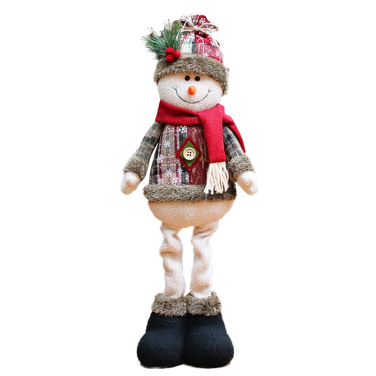 Trio of Standing Christmas Plush Dolls – Santa, Snowman & Reindeer