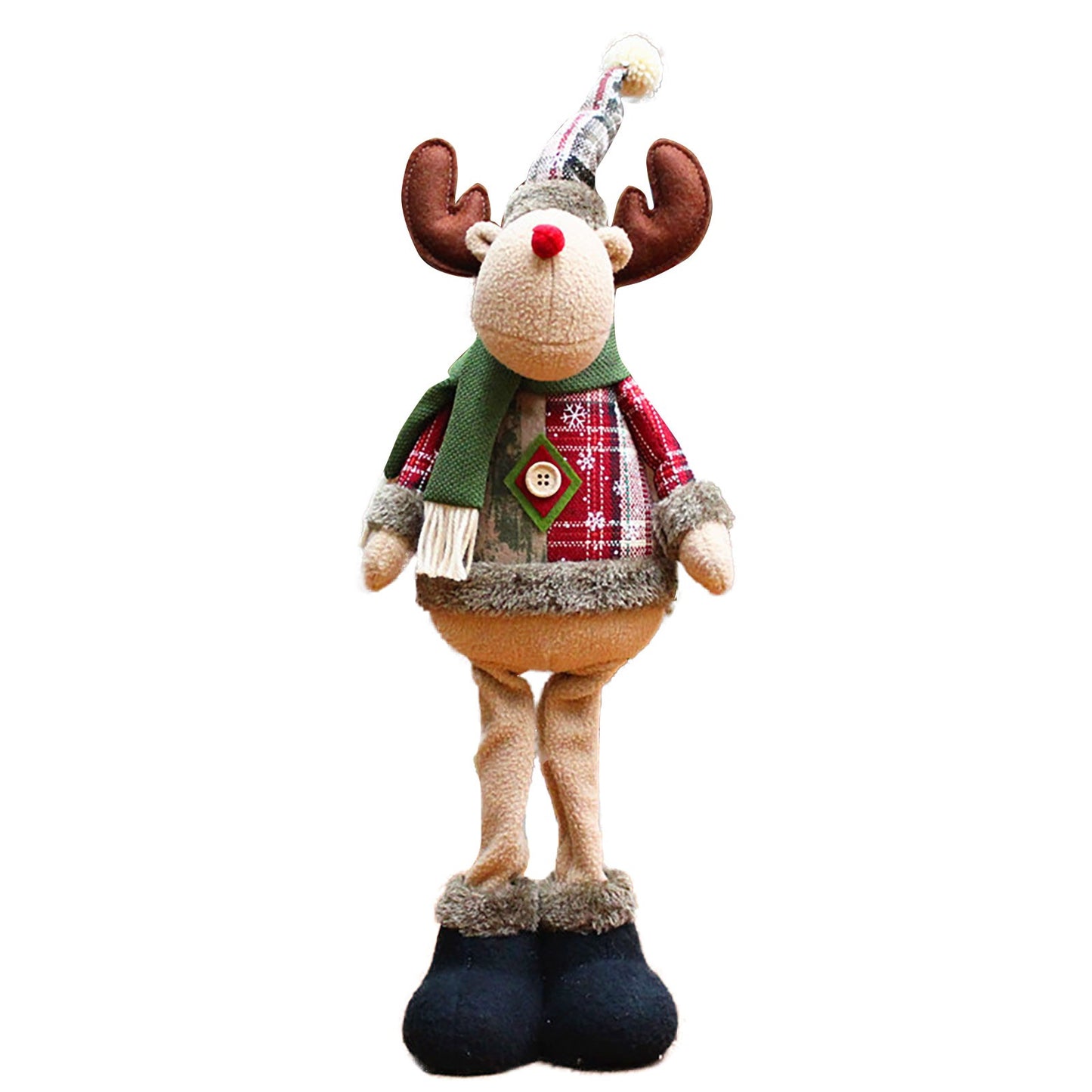 Trio of Standing Christmas Plush Dolls – Santa, Snowman & Reindeer