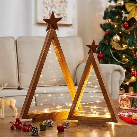Wooden Christmas Tree Light Set