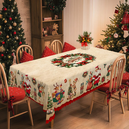 Merry Christmas Printed Tablecloth – Retro Style