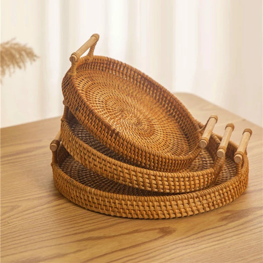 Nordic Rattan Handwoven Tray Set (3pcs)
