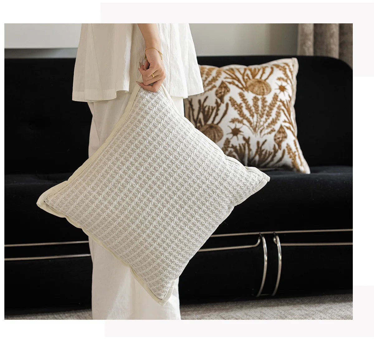 Terracotta Bloom Jacquard Cushion Cover