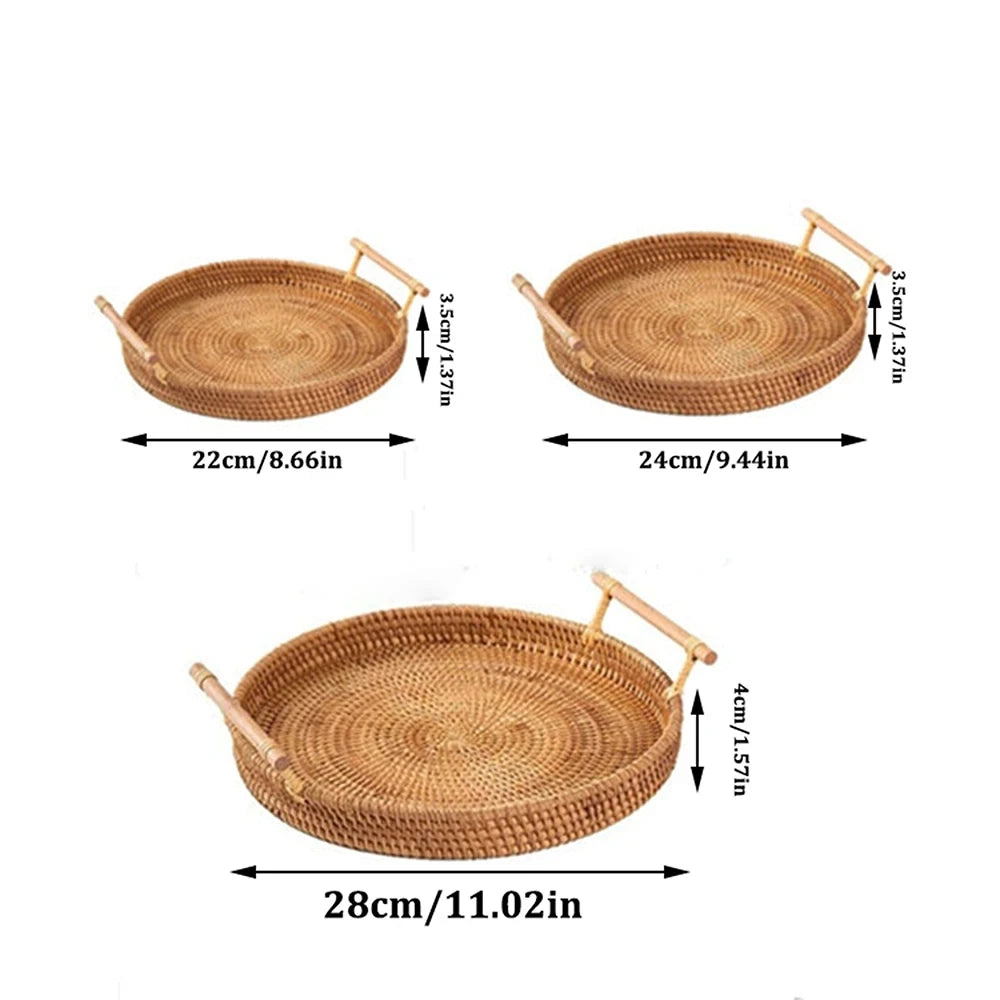 Nordic Rattan Handwoven Tray Set (3pcs)