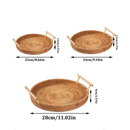 Nordic Rattan Handwoven Tray Set (3pcs)