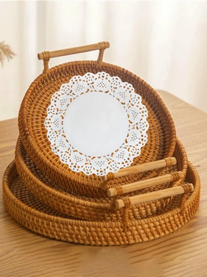 Nordic Rattan Handwoven Tray Set (3pcs)