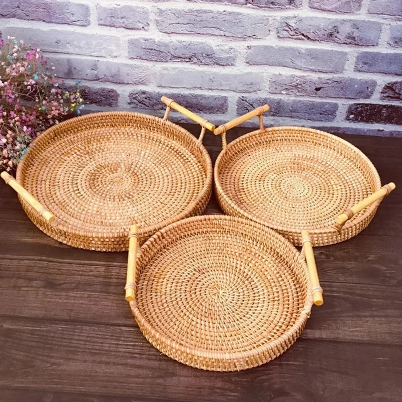 Nordic Rattan Handwoven Tray Set (3pcs)