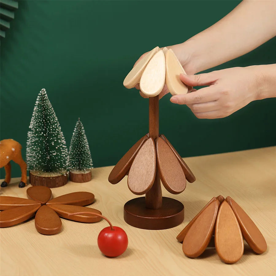 Christmas Tree Wooden Insulation Mat Set
