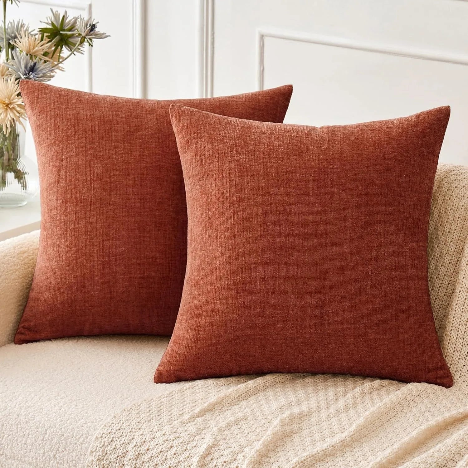Chenille Solid Cushion Cover