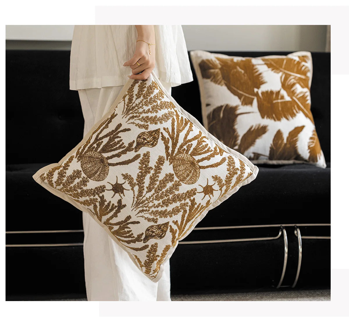 Terracotta Bloom Jacquard Cushion Cover