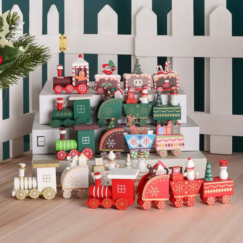 Wooden Christmas Train Ornament – Holiday Decoration Set