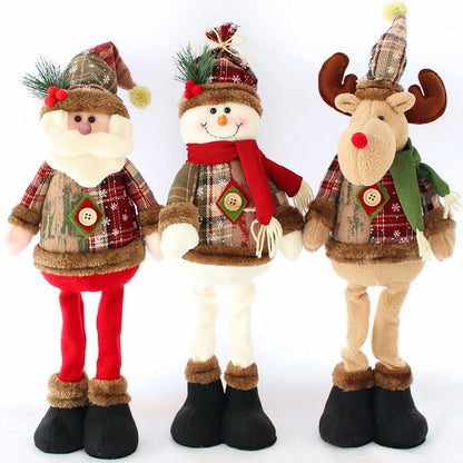 Trio of Standing Christmas Plush Dolls – Santa, Snowman & Reindeer