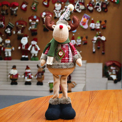 Trio of Standing Christmas Plush Dolls – Santa, Snowman & Reindeer
