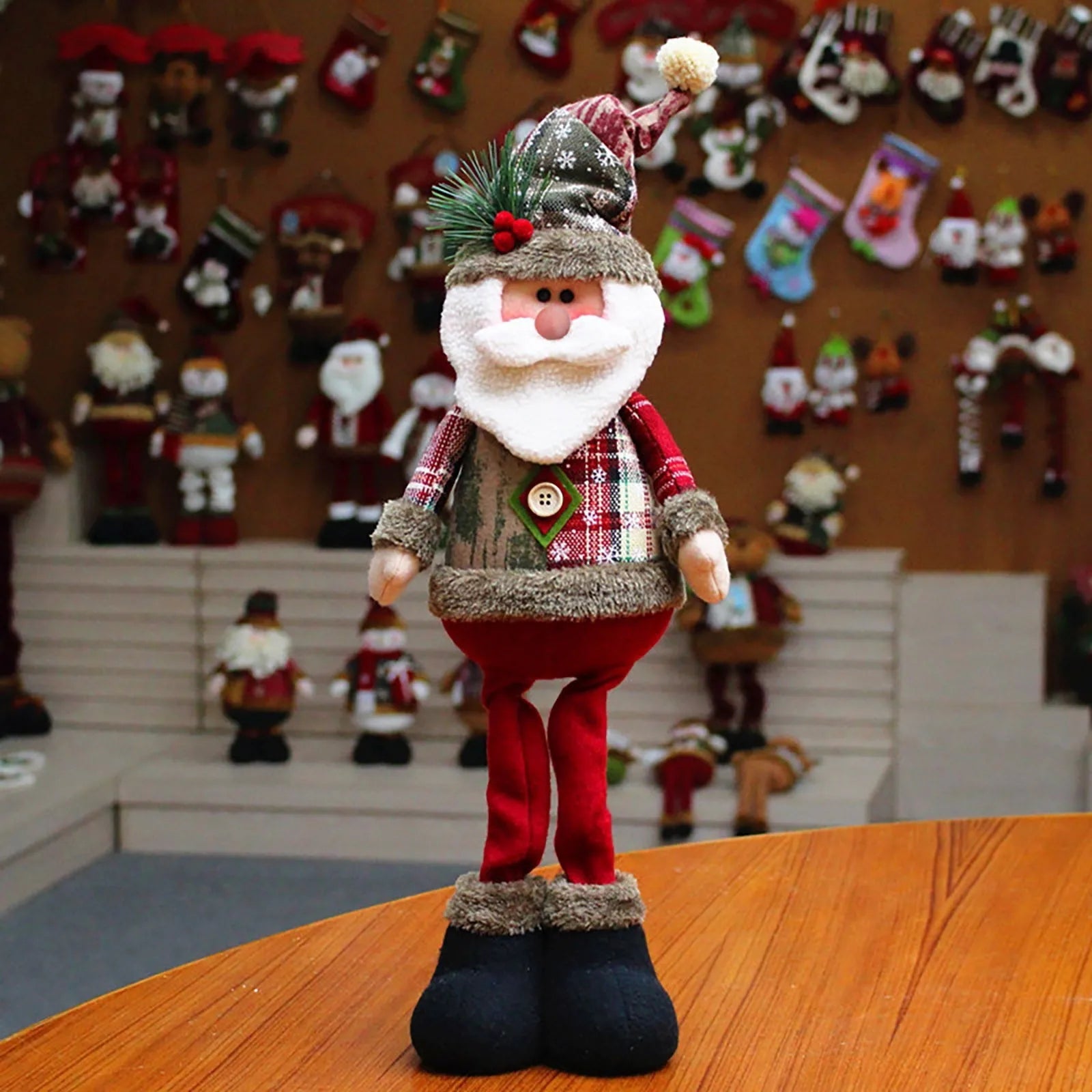 Trio of Standing Christmas Plush Dolls – Santa, Snowman & Reindeer